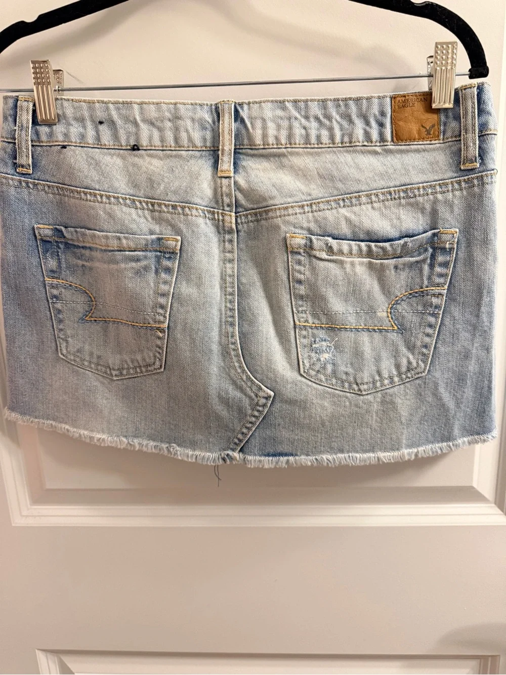 American Eagle Outfitters Light Blue Distressed Denim Mini Skirt - Picture 3 of 3
